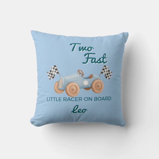 Coussin Deux voitures de course rapides Garçon 2ème Annive (Recto)