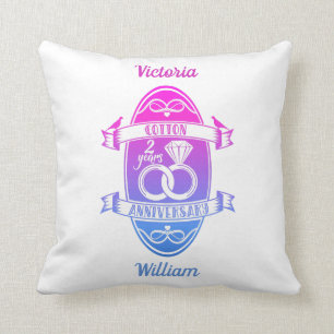 Coussin Deuxième 2e anniversaire du mariage coton traditio