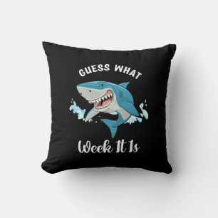 Coussin Devine Quelle Semaine C'Est Drôle Requin Vintage