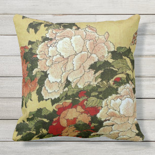 Coussin D'extérieur 北 斎 Hokusai Peonies & Papillons