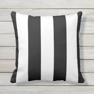 Coussin d'extérieur à rayures noir et blanc pour a