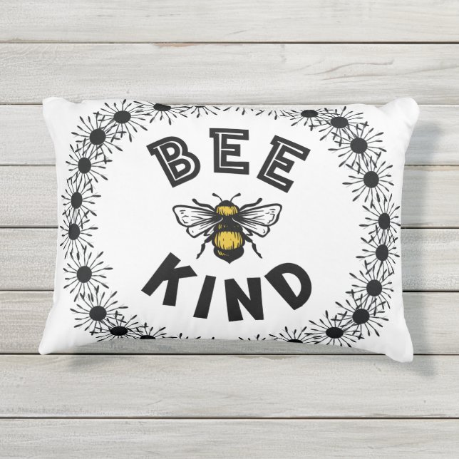 Coussin D'extérieur Abeille Bumble Bee Kindness Design floral (Dos)