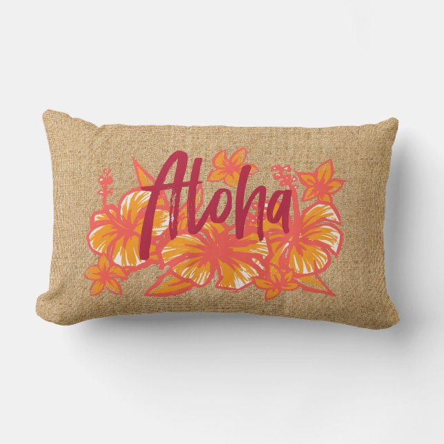 Coussin D'extérieur Aloha Kakahiaka Hawaiian Hibiscus Faux Grass (Recto)