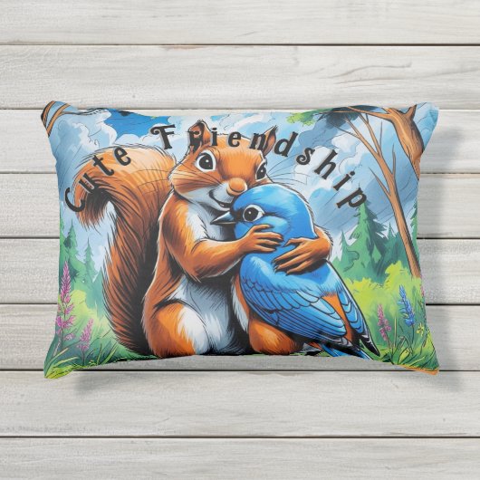 Coussin D'extérieur Amitié Mignonne (Devant)