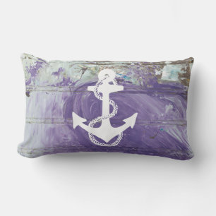 Coussin D'extérieur ANCRE nautique abstraite + ROPE à deux côtés  