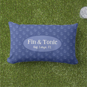 Coussin D'extérieur Ancres nautiques Nom du bateau personnalisé