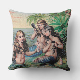 Coussin D'extérieur Antique Victoriens Sirènes Trésor Navire Vintage