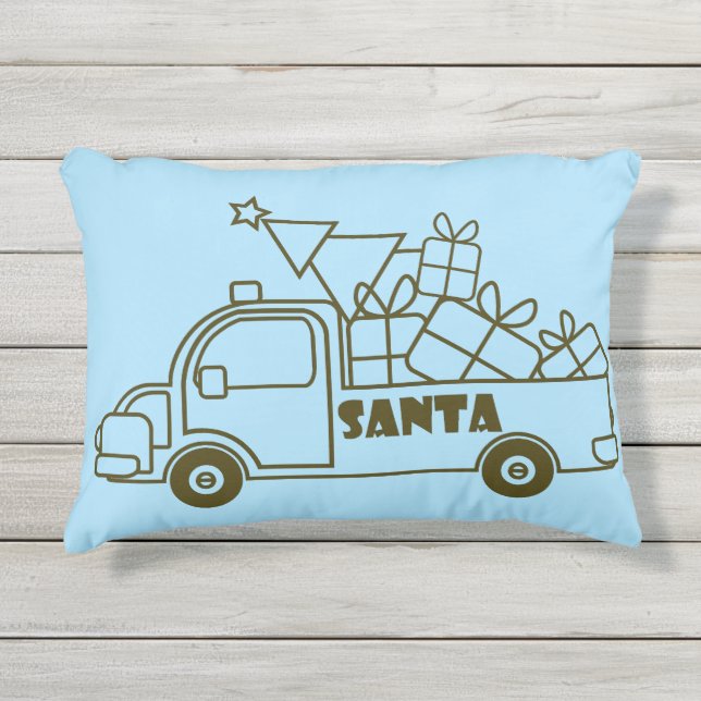 Coussin D'extérieur Aperçu camion de Noël Père Noël vue côté voiture (Devant)