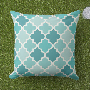 Coussin D'extérieur Aqua Blue Marocain moderne Quatrefoil Carrelage Mo
