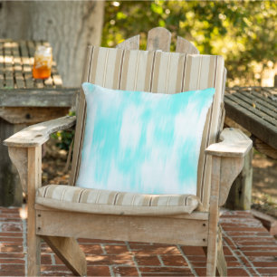 Coussin D'extérieur Aqua Turquoise Blanc Abstrait