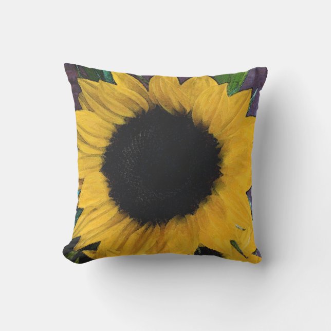 Coussin D'extérieur Aquarelle de tournesol (Recto)
