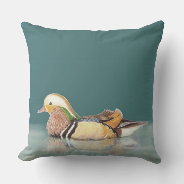Coussin D'extérieur Aquarelle Mandarin Canard Faune Nature art (Recto)
