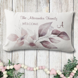 Coussin D'extérieur Aquarelle Nom de famille et accueil botanique init