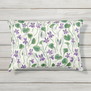 Coussin D'extérieur Aquarelles violettes sur blanc cassé