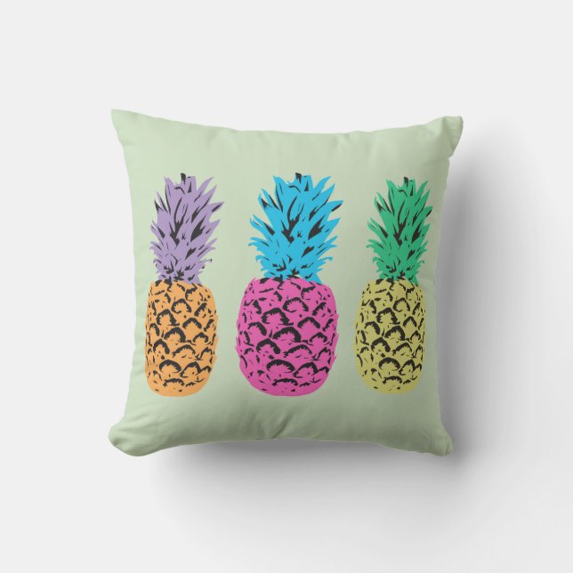 Coussin D'extérieur Arrière - plan illustré d'ananas (Recto)