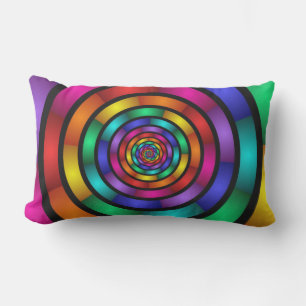 Coussin D'extérieur Arrondi et psychédélique coloré Art moderne fracta