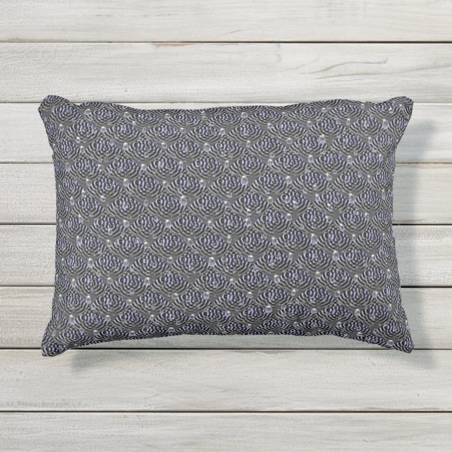 Coussin D'extérieur Arrosage sur métal gris bleu (Devant)