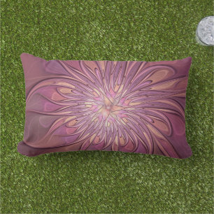Coussin D'extérieur Art floral fractal moderne abstrait couleurs de ba
