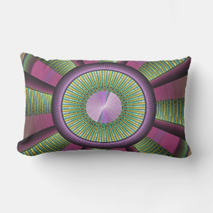 Coussin D'extérieur Art Fractal Moderne Rond Et Coloré