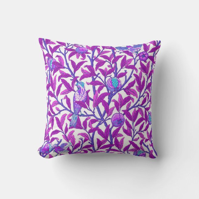 Coussin D'extérieur Art Nouveau Oiseau & grenade, Améthyste Purple (Recto)