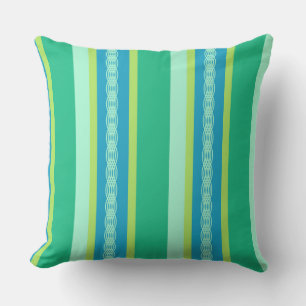Coussin D'extérieur Bande d'auvent du milieu du siècle - vert jade