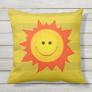 Coussin D'extérieur Bande dessinée mignonne de sourire de Sun