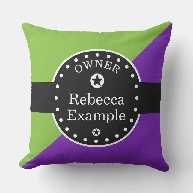 Coussin D'extérieur Bannière et rectangles noirs - violet + vos idées (Recto)