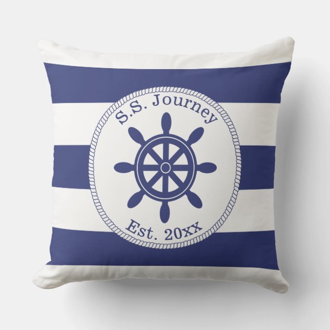 Coussin D'extérieur Bateau à roue du capitaine nautique Ajouter le nom (Recto)