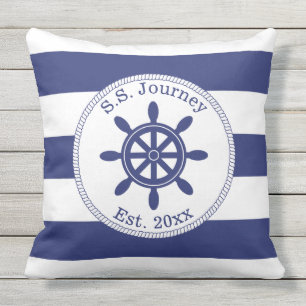 Coussin D'extérieur Bateau à roue du capitaine nautique Ajouter le nom