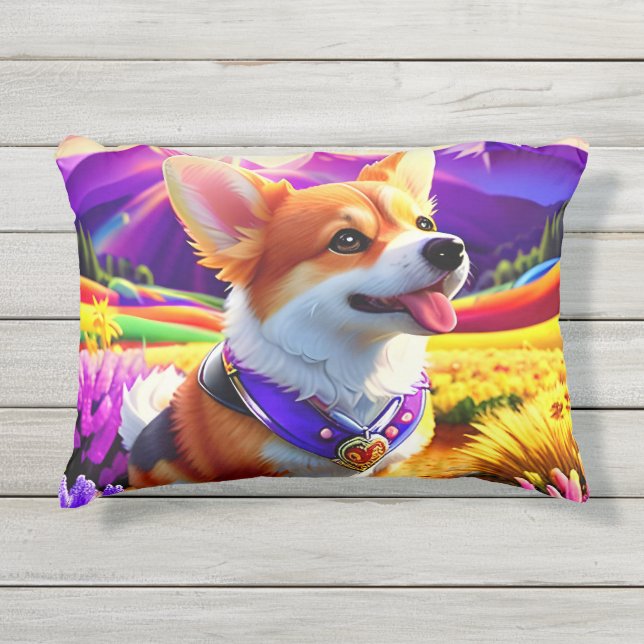 Coussin D'extérieur Beau Corgi Chien 1 (Devant)