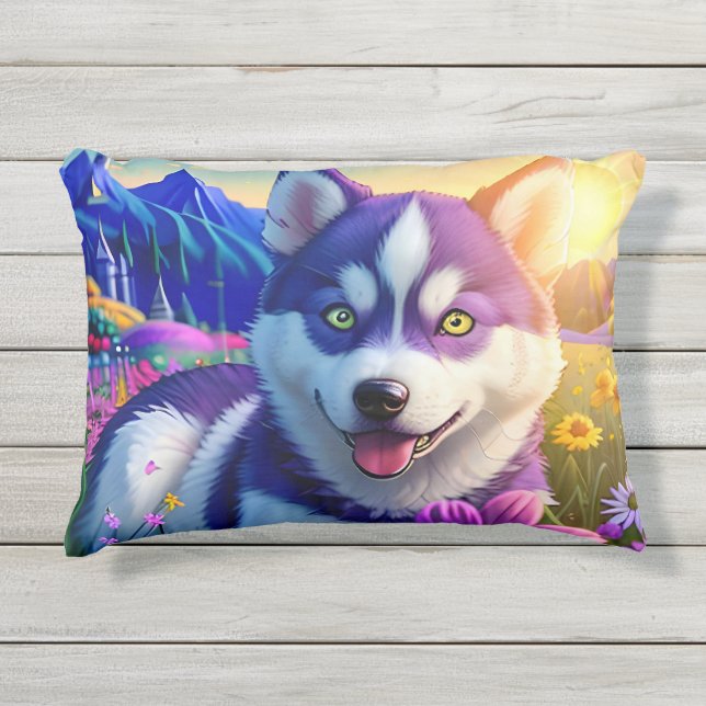 Coussin D'extérieur Beau Husky Chien Trois (Devant)