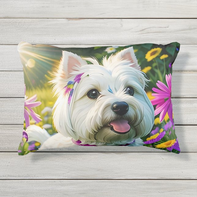 Coussin D'extérieur Beau Westie Chien Deux (Devant)