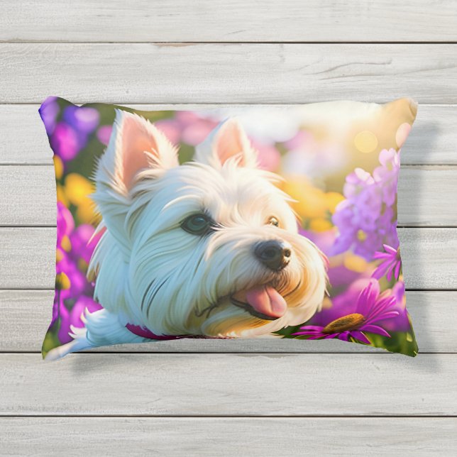 Coussin D'extérieur Beau Westie Chien Quatre (Devant)