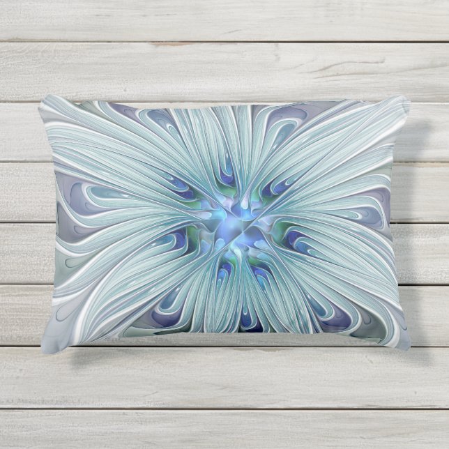 Coussin D'extérieur Beauté florale Abstraite moderne Blue Pastel Flowe (Devant)