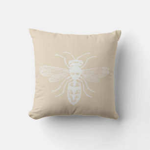 Coussin D'extérieur Bee personnalisée blanche crème heureux
