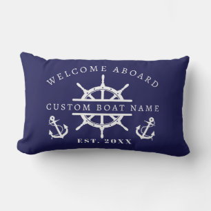 Coussin D'extérieur Bienvenue à bord de l'ancre de bateau bleu marine