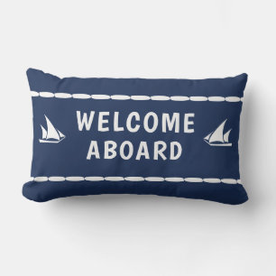 Coussin D'extérieur Bienvenue à bord du voilier blanc sur Blue