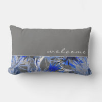 Bienvenue | Blanc gris et bleu Abstrait floral