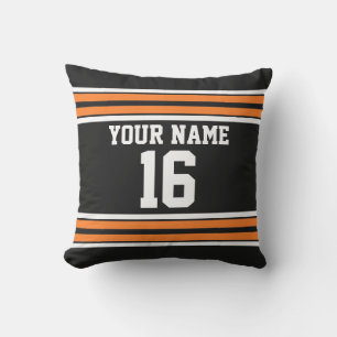 Coussin D'extérieur Black avec Orange White Stripes Team Jersey