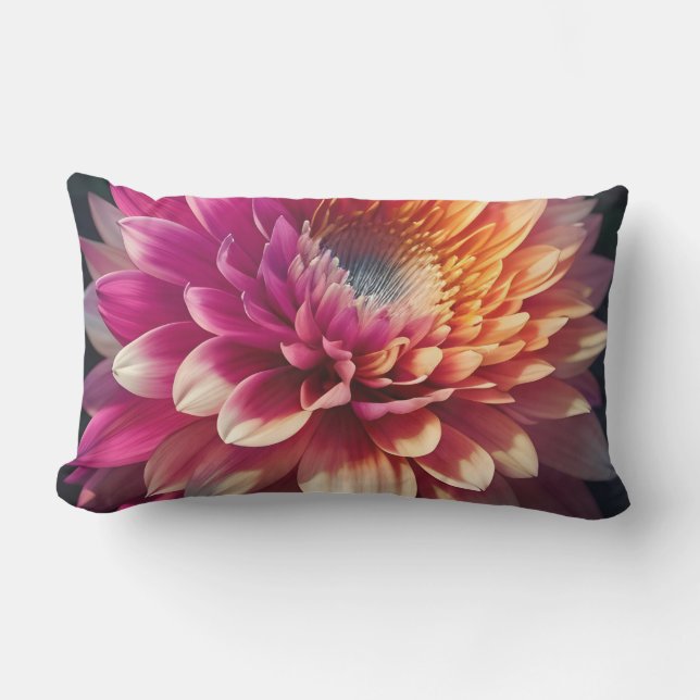 Coussin D'extérieur Blanc Orange Jaune Rose Violet Bleu Dahlia Fleur (Recto)