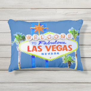 Coussin D'extérieur Bleu de signe de Las Vegas
