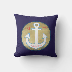 Coussin D'extérieur bleu & design, son & elle, nautique personnalisé