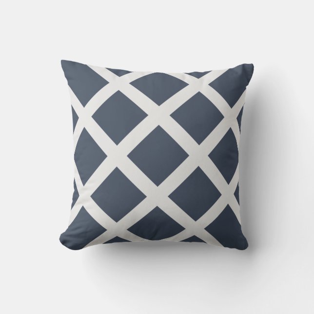 Coussin D'extérieur Bleu et blanc de la Marine moderne en croix (Recto)