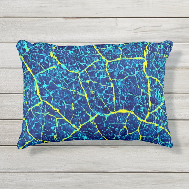 Coussin D'extérieur Bleu/Jaune Abstrait (Devant)