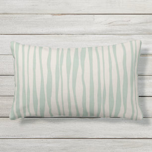 Coussin D'extérieur Bleu vert beige vert de la mer à fines rayures neu