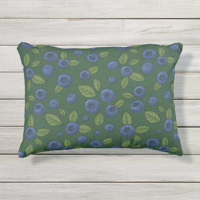 Coussin D'extérieur Bleus sur vert foncé (Devant)