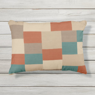 Coussin D'extérieur Bloc géométrique Abstrait moderne en Turquoise et