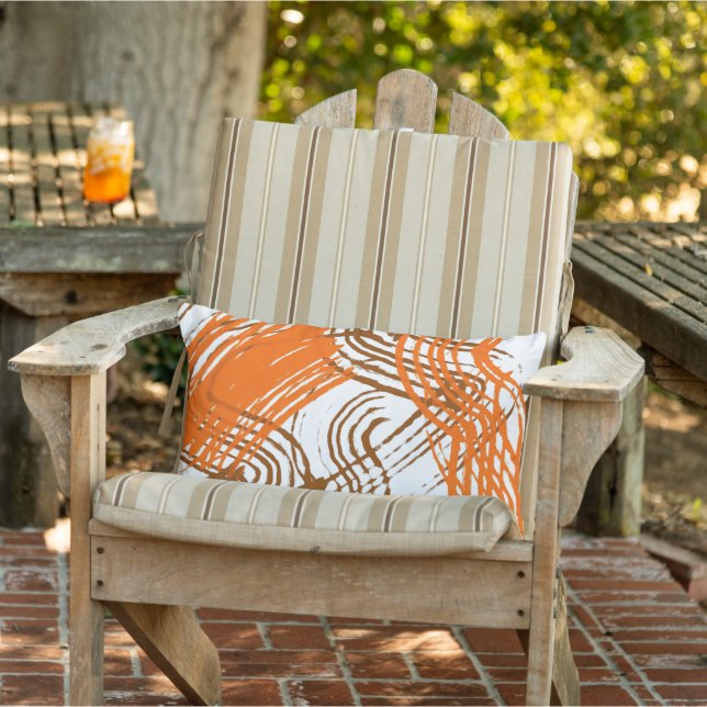 Coussin D'extérieur Boho Brown, Orange Abstract Design (Chaise)