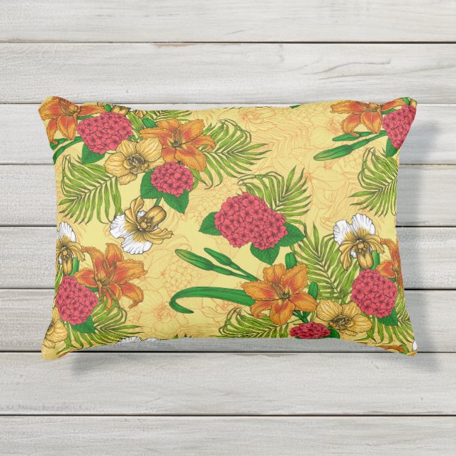 Coussin D'extérieur Bouquet tropical (Devant)