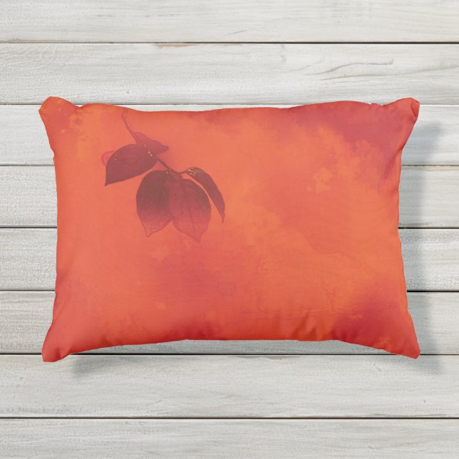 Coussin D'extérieur Brûlé Orange Persimmon Feuilles Abtract Automne (Devant)
